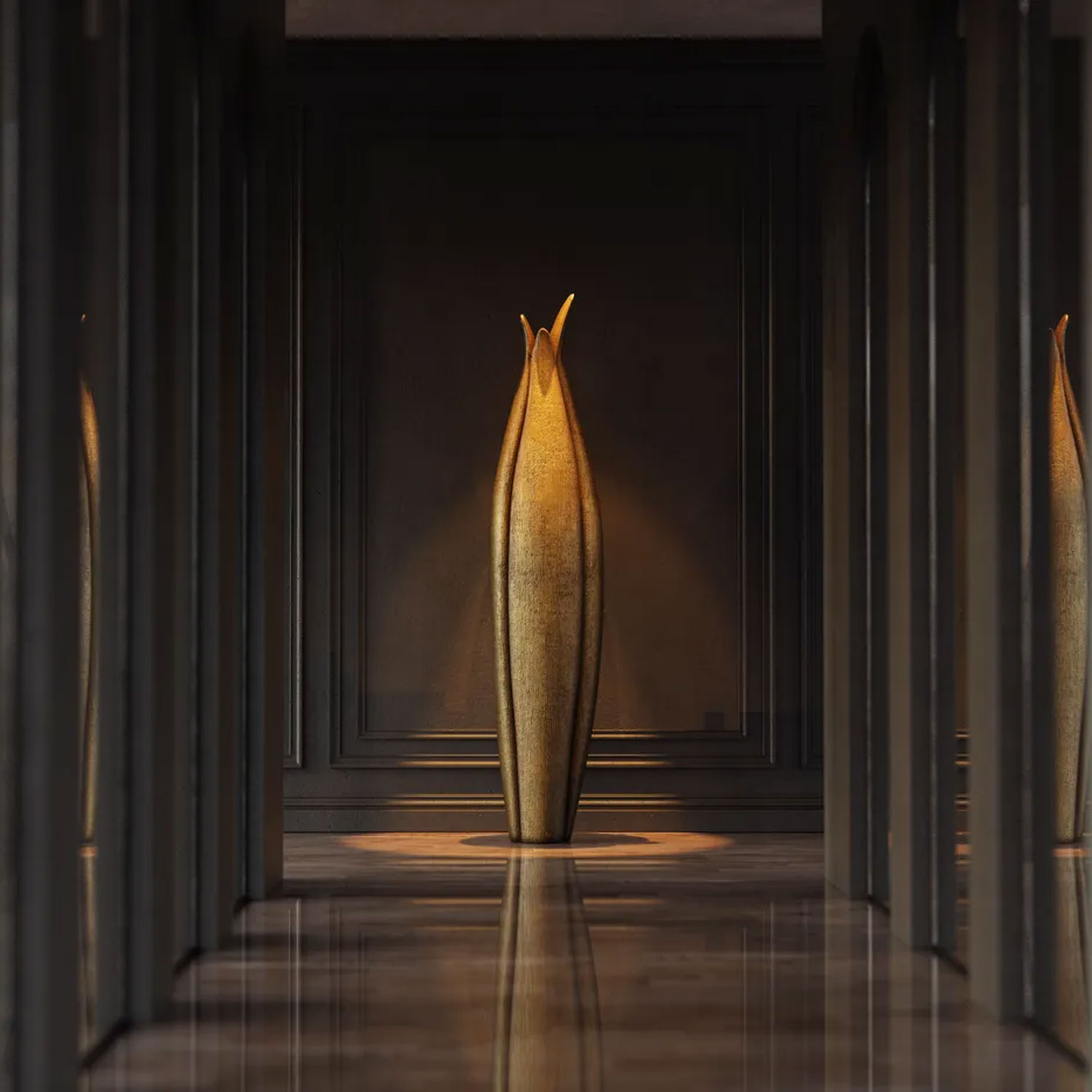 AGAVE sculpture in aged gold leaf 1 AGAVE sculpture in aged gold leaf