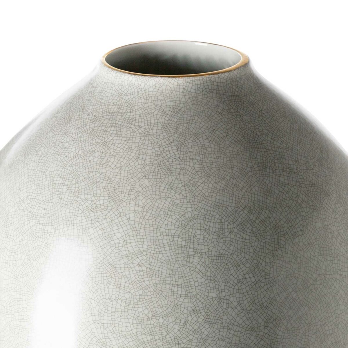AGNETA porcelain vase light gray with gold rim H 50 cm