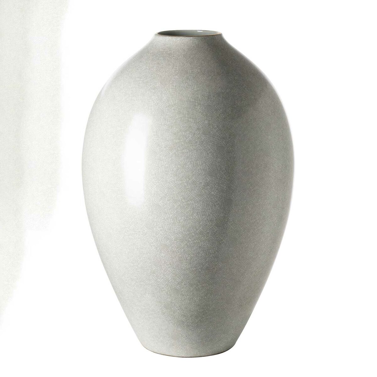 AGNETA porcelain vase light gray with gold rim H 50 cm