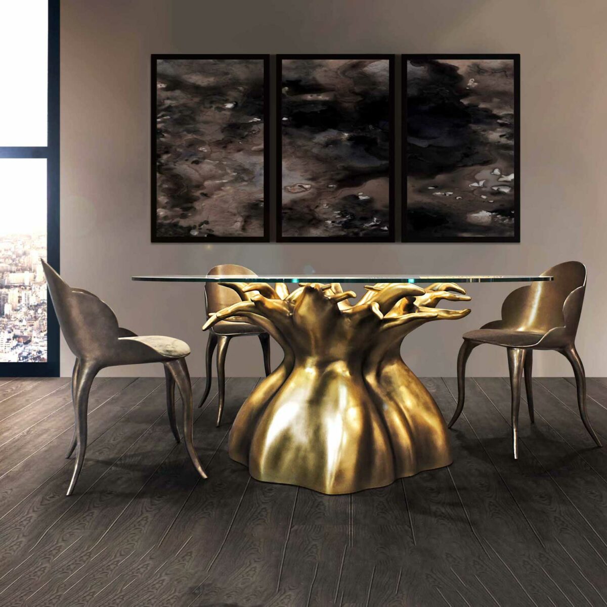 BOABAB dining table gold leaf