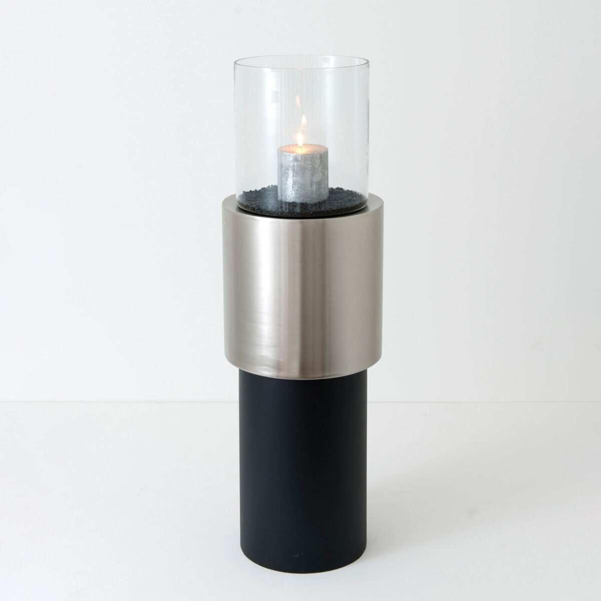 BATTERIA lantern column black-silver H 100 cm