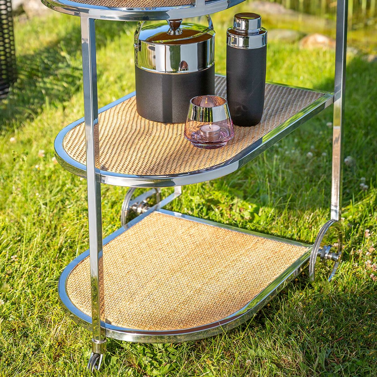 CATANIA bar cart with wickerwork