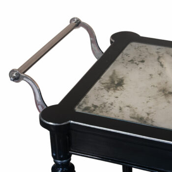 EGLOMISED Barwagen Ebenholz mit Nickel- und Silber-Akzenten