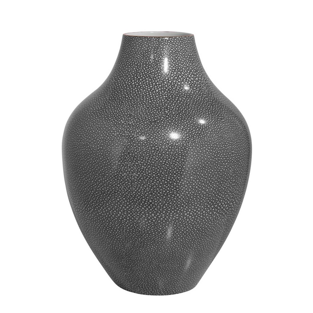 GLORIA porcelain vase gray with gold rim