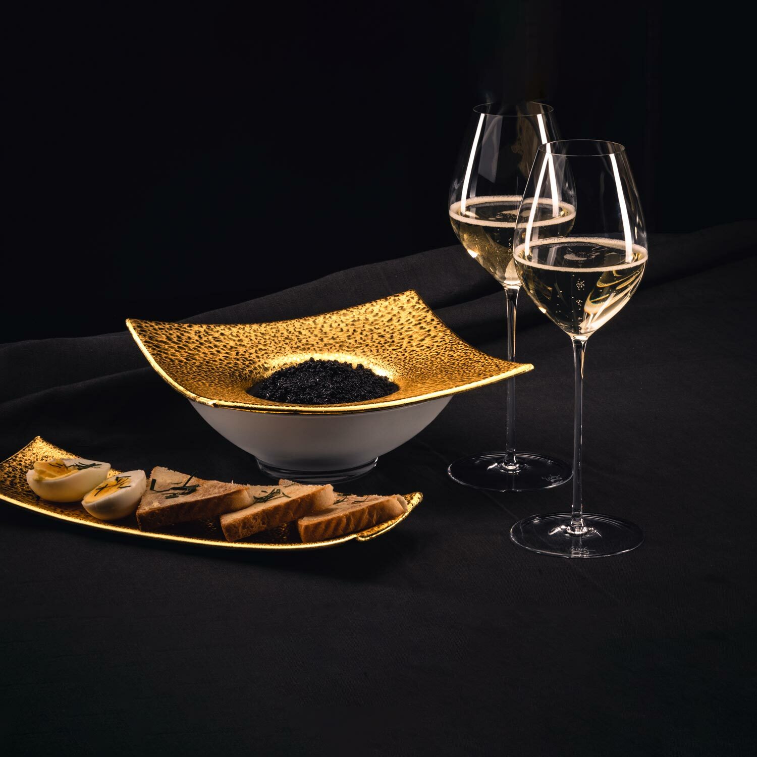 GOLD RUSH caviar set gold