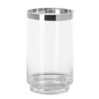 Glass cylinder with silver-colored edge