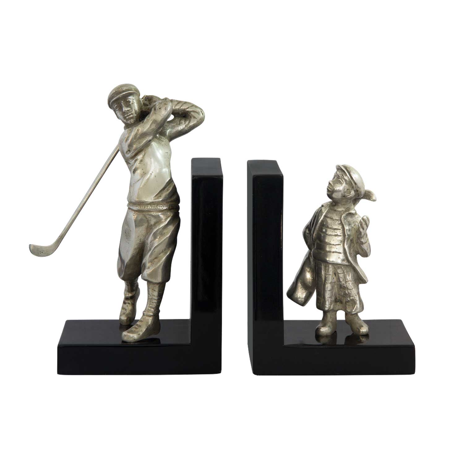 GOLFER UND CADDY Buchstützen silberfarben 1 GOLFER UND CADDY Buchstützen silberfarben