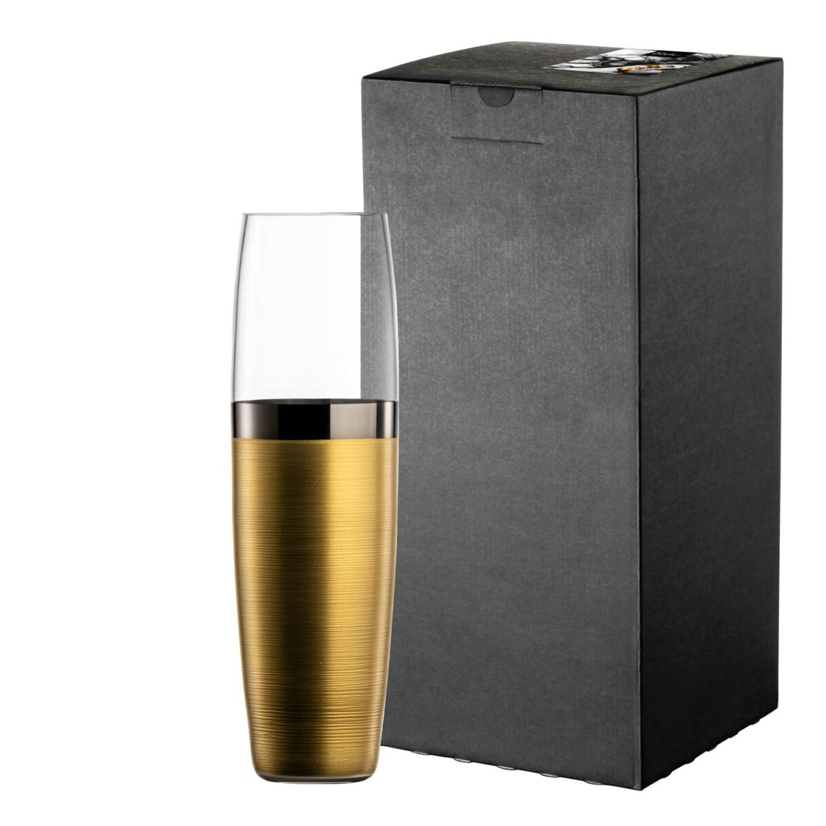 HAPTICS crystal glass vase H 28 cm satin gold