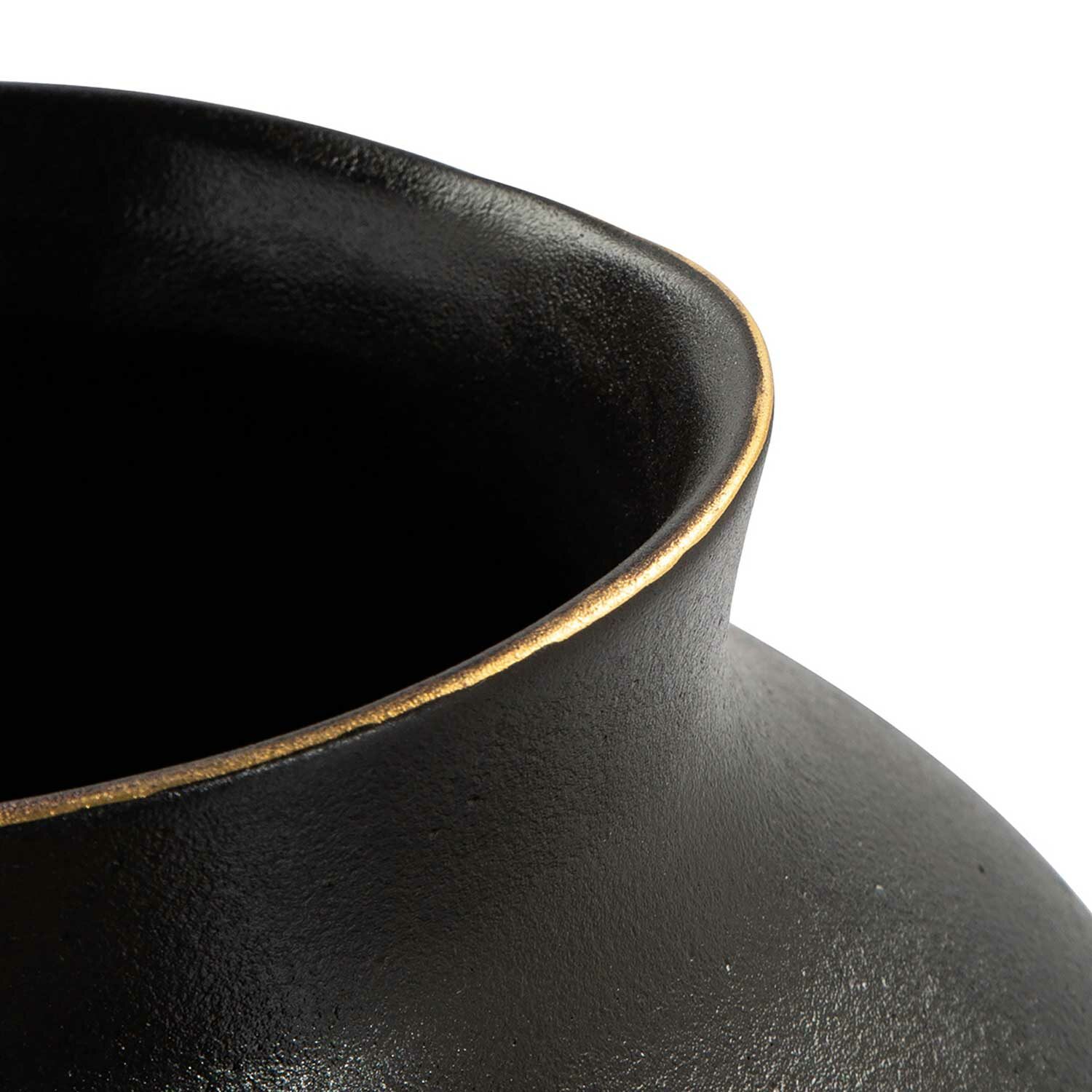 KALEA vase ceramic black with gold rim H 44 cm