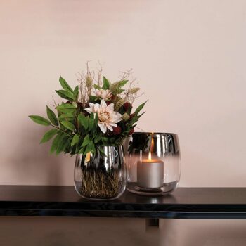 KORALIE Windlicht Vasen klar mit Silberrand (3 Stück | 2 Stück)