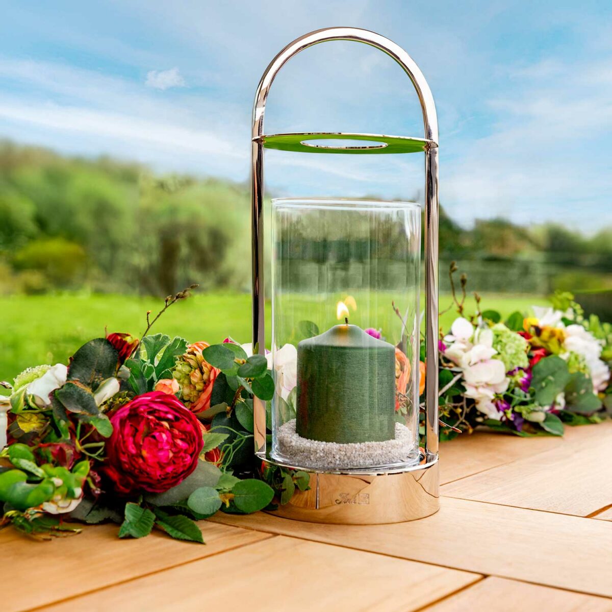 LAKIS stainless steel lantern with glass