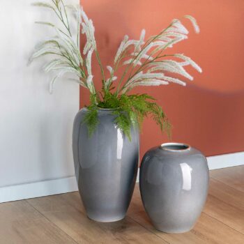 LEANDRA Porzellanvase mit Krakelee-Effekt und Goldrand