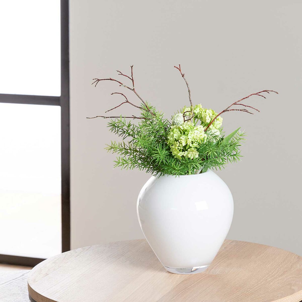 LIVIA glass vase white/opal