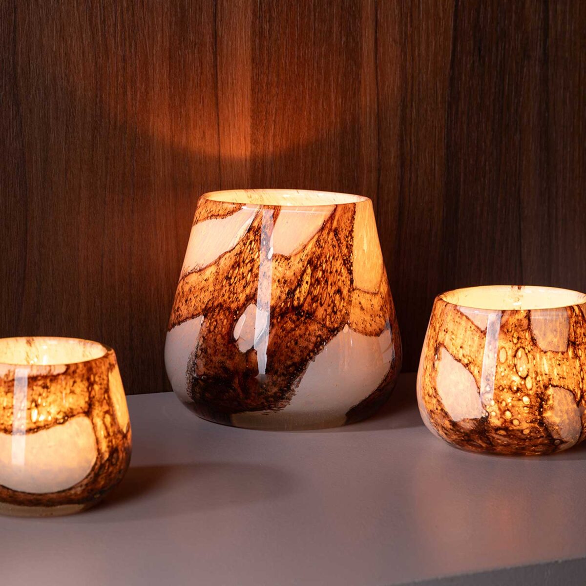 MELLA lantern white and brown glass