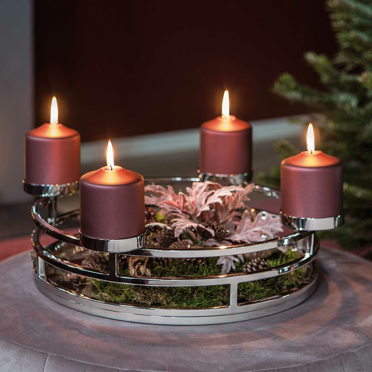 MODENA tray candlestick wreath D 48 cm