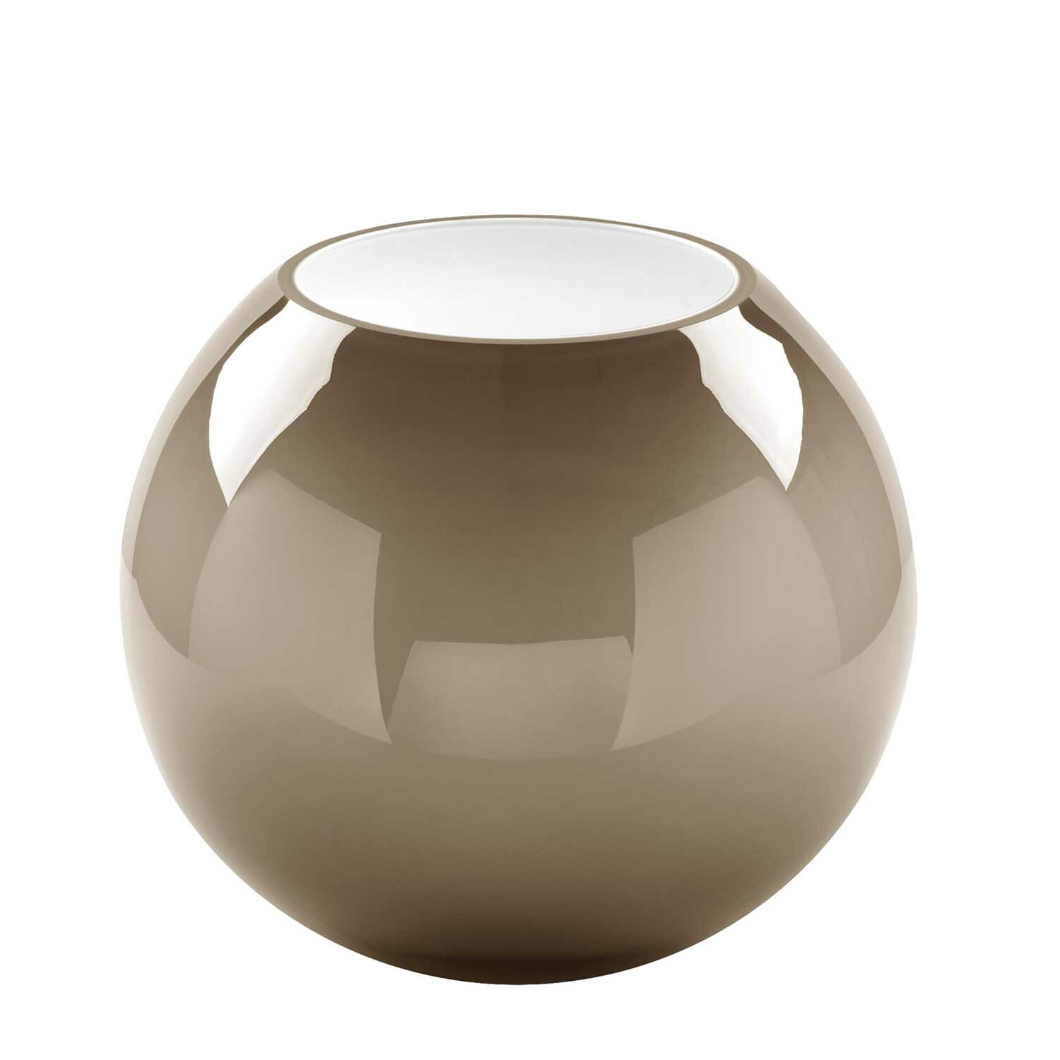 MOON glass vase round greige / opal
