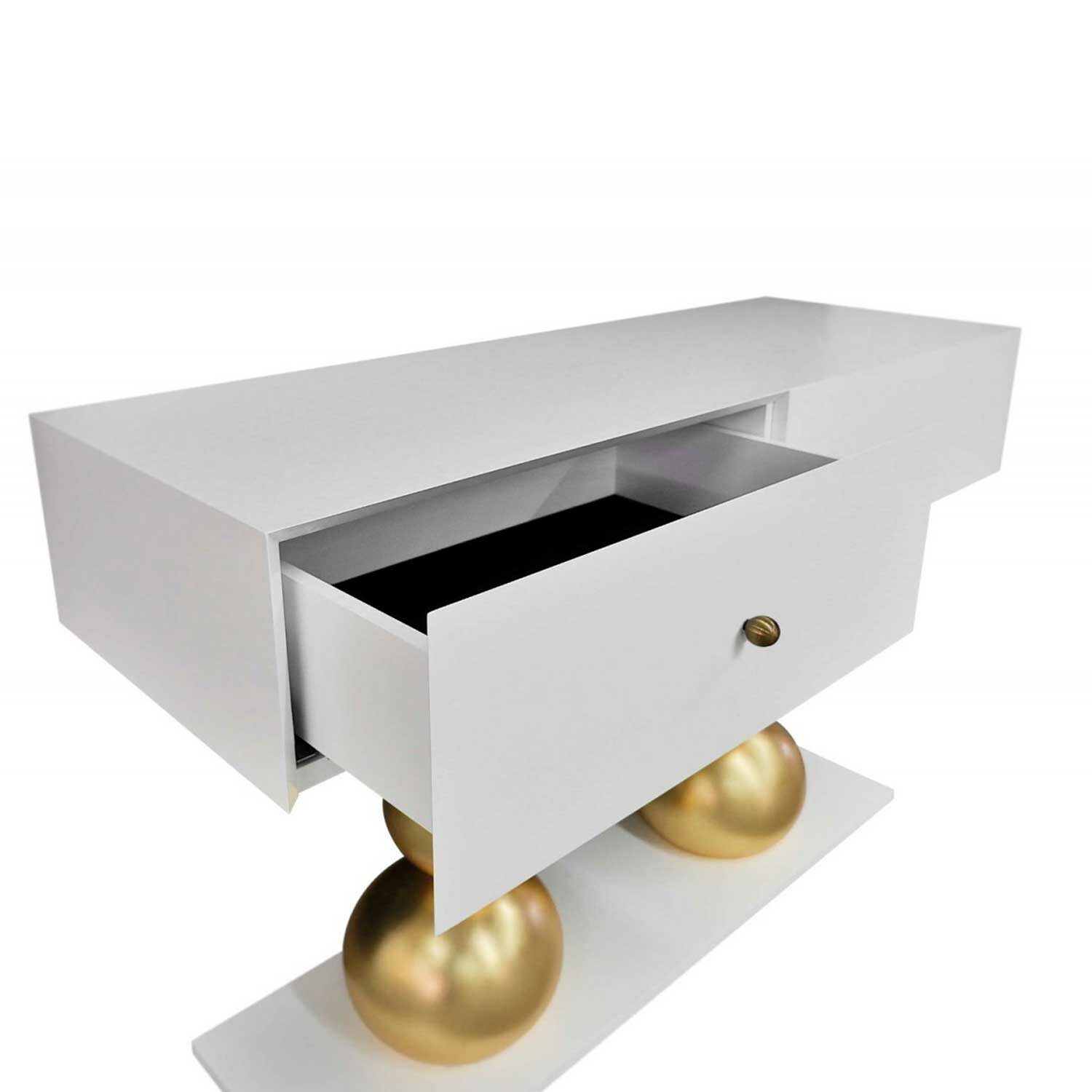 MUSEU console white with gold leaf