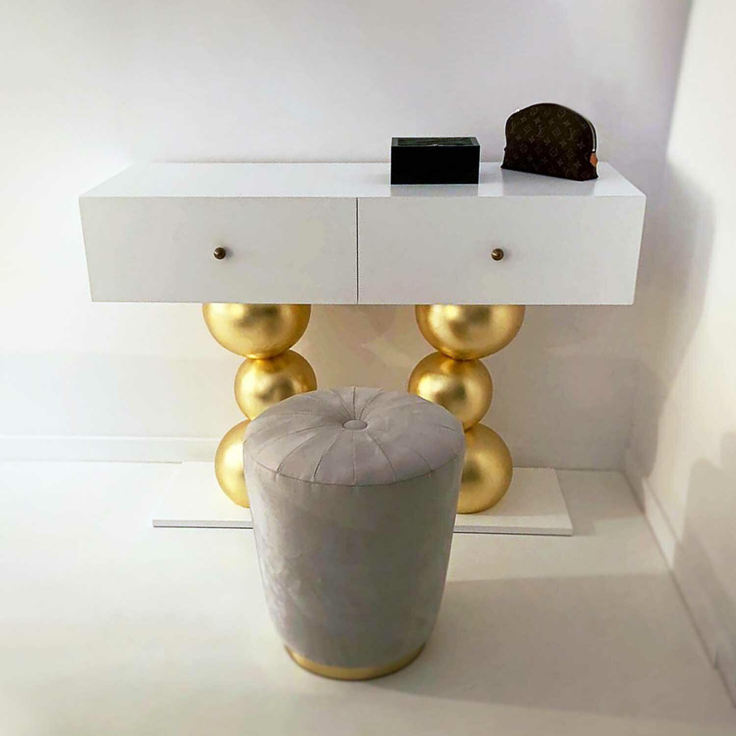 MUSEU console white with gold leaf