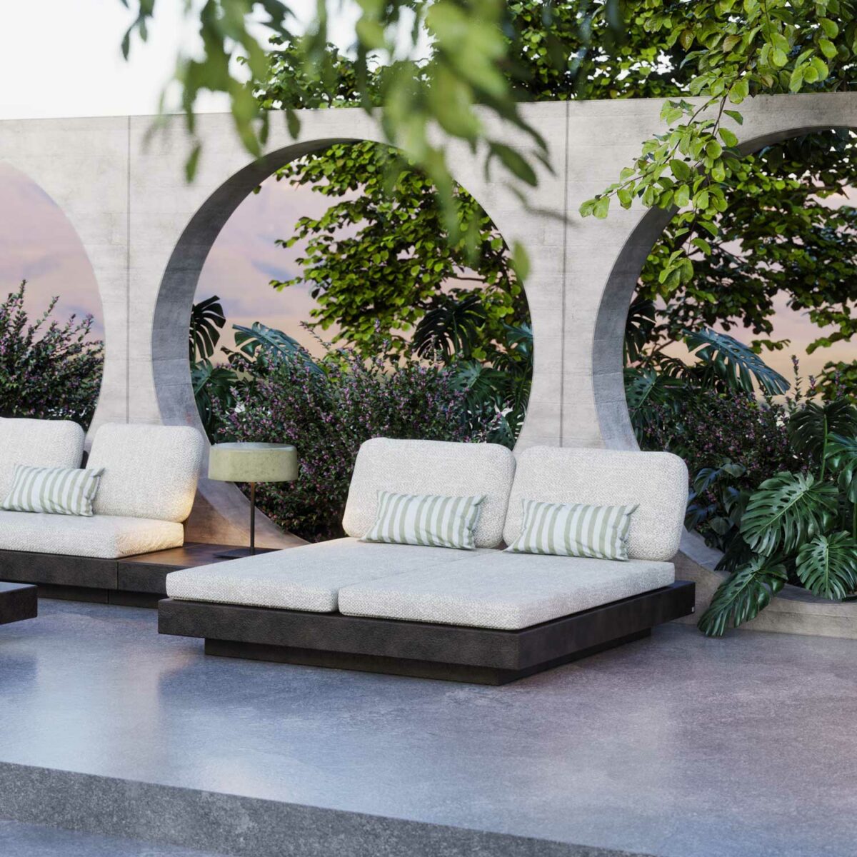 NORDIC double chaise longue volcanic