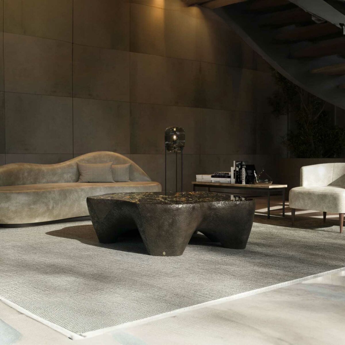 ODYSSEY coffee table with Portoro Brecciato marble