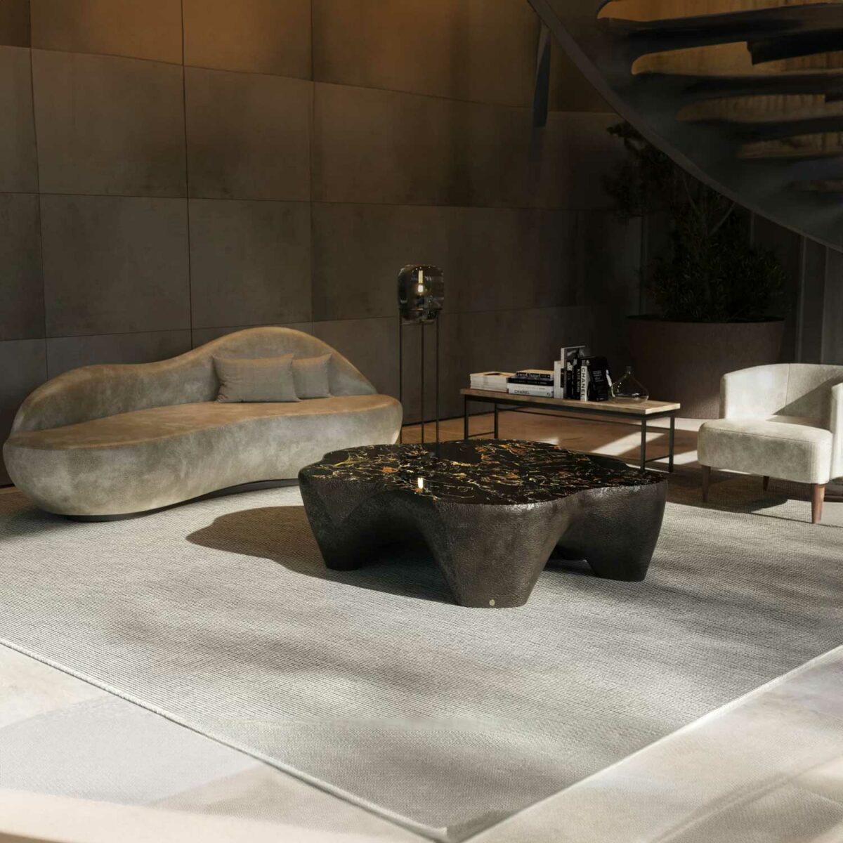 ODYSSEY coffee table with Portoro Brecciato marble