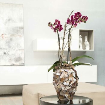 MOTHER OF PEARL orchid vase brown