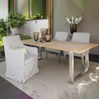 PAOLO teak dining table stainless steel