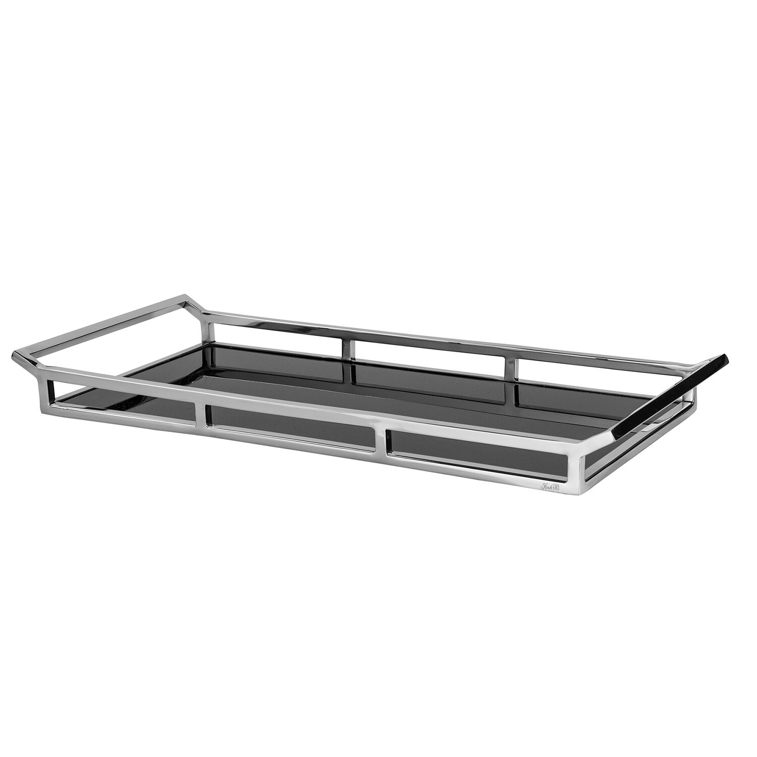 PIANO tray rectangular, stainless steel, black glass