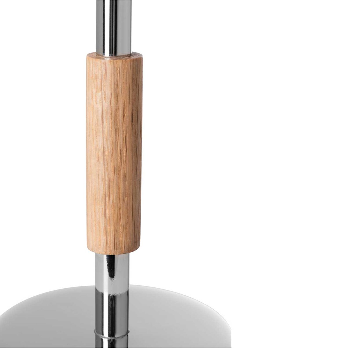 PORTERO candlestick with stainless steel and wood accents