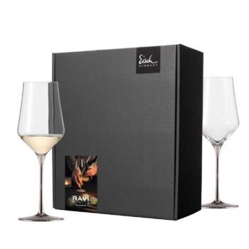 RAVI PLATIN 2 white wine crystal glasses in a gift box
