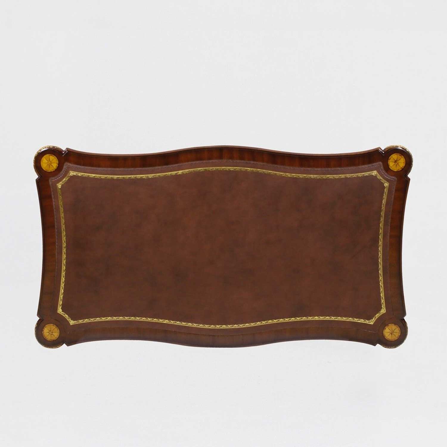 RENO Mahogany Desk with Gold Accents and Leather Top 3 RENO Mahogany Desk with Gold Accents and Leather Top