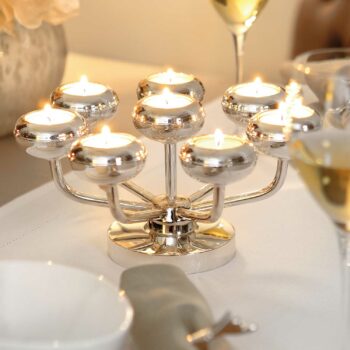 SHORTLIGHT candlestick, 8 flames, silver-plated