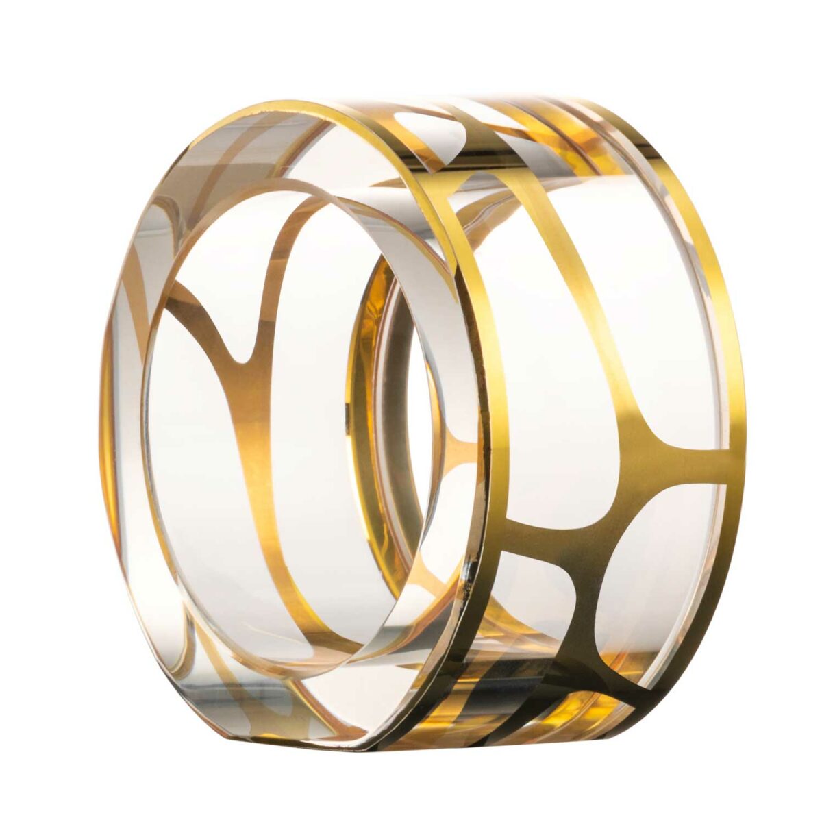 STARGATE 2 napkin rings crystal glass 24 carat gold