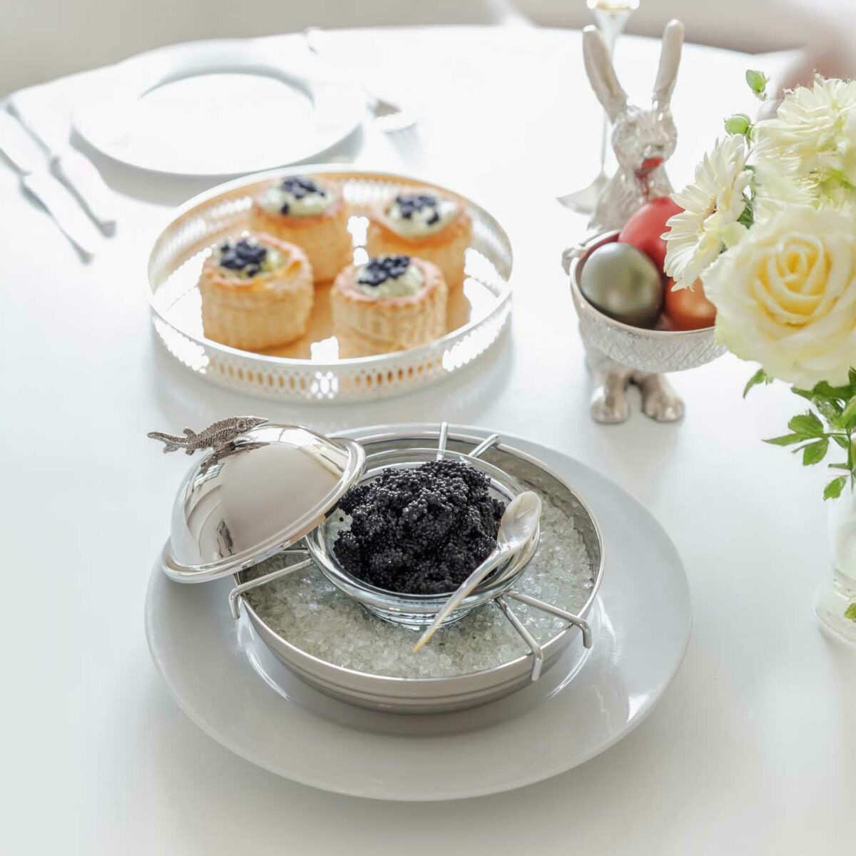 STURGEON caviar bowl with lid stainless steel