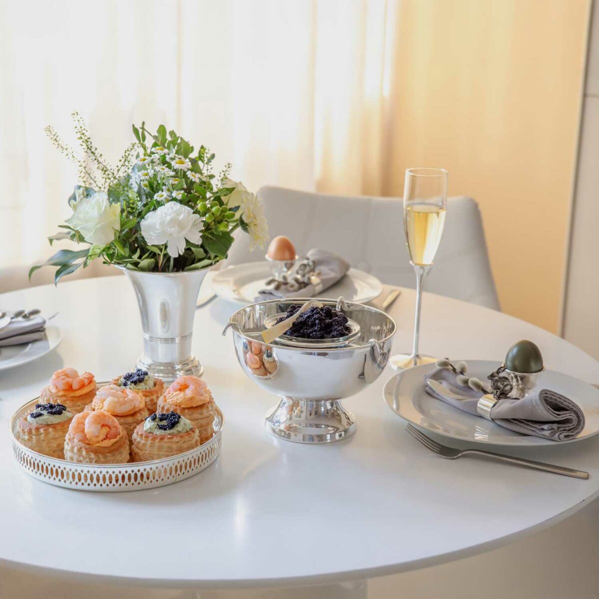 PALMA caviar bowl heavily silver-plated