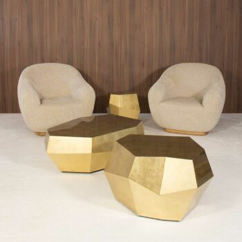 THREE ROCKS coffee table (low) gold leaf