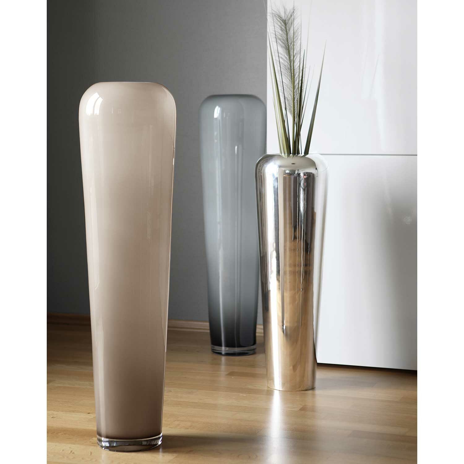 TUTZI glass vase greige/opas Hight 90 cm