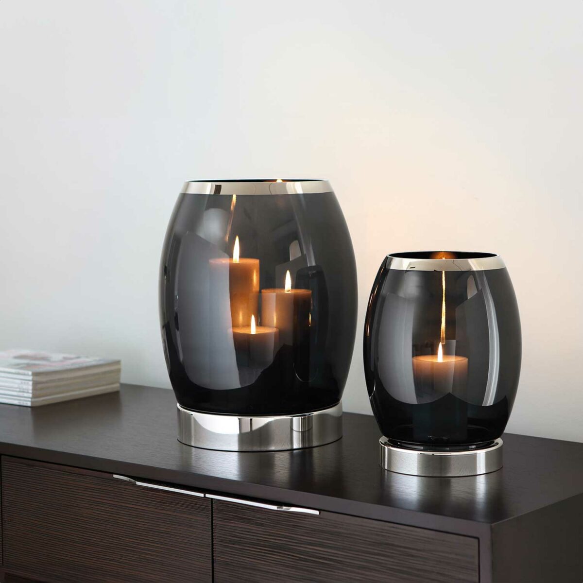 YORK lantern vase smoke platinumized