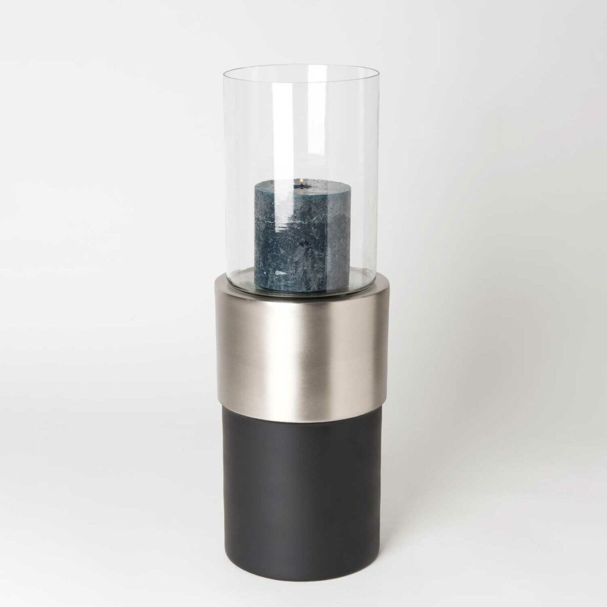 Lantern column black-silver H 52 cm
