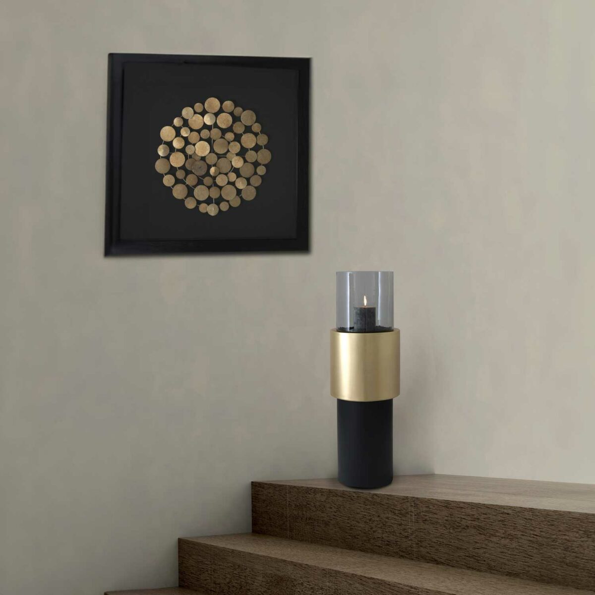 Lantern Column black-gold H 100 cm